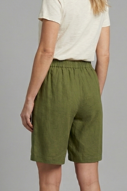 Relaxed Linen Shorts with Elasticated Waist and Side Pockets