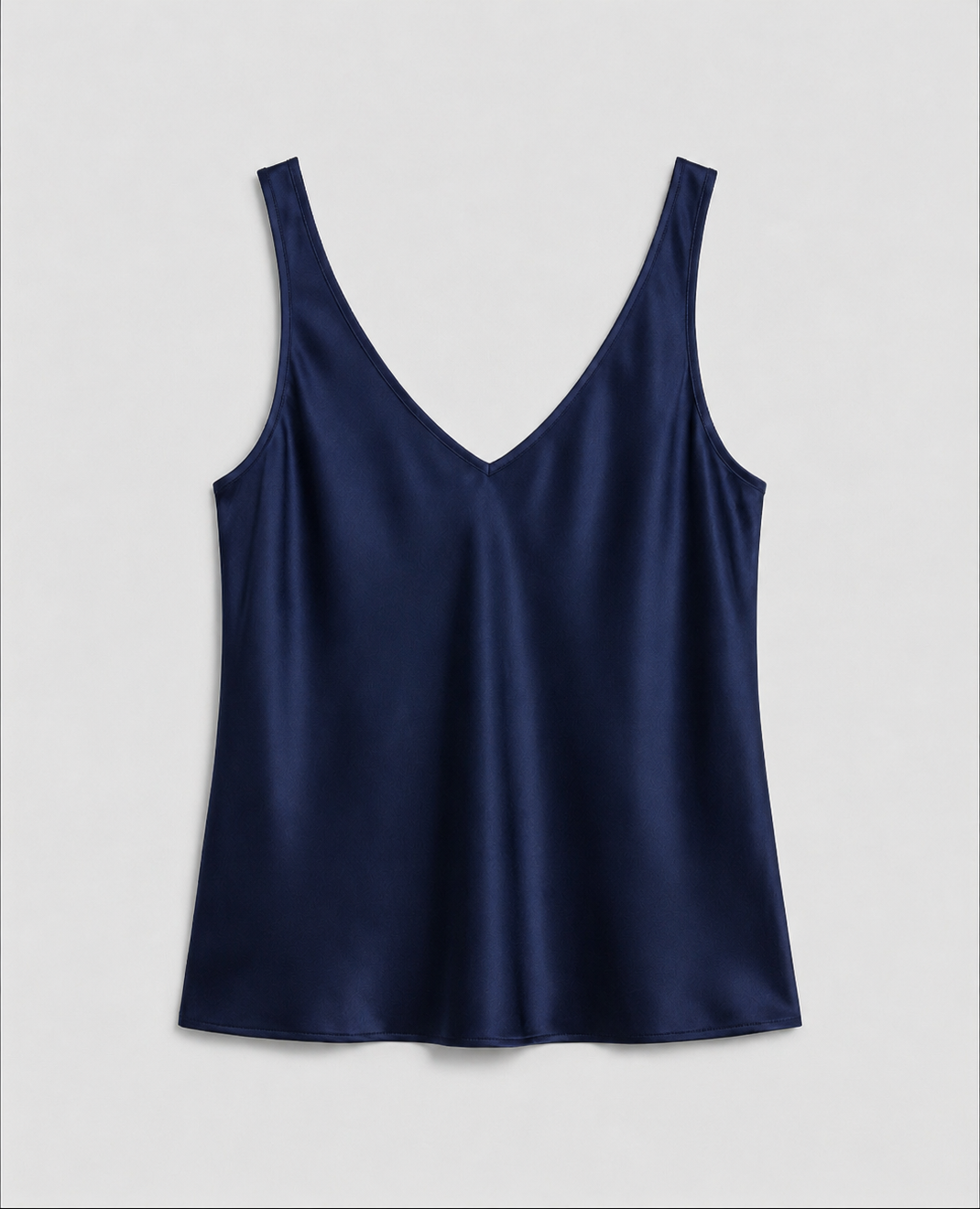 Satin Camisole Top with V-Neckline and Wide Straps