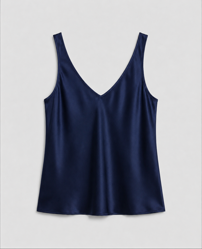 Satin Camisole Top with V-Neckline and Wide Straps