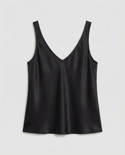 Satin Camisole Top with V-Neckline and Wide Straps