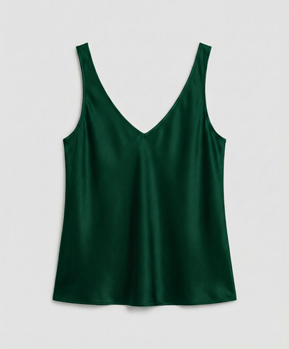 Satin Camisole Top with V-Neckline and Wide Straps
