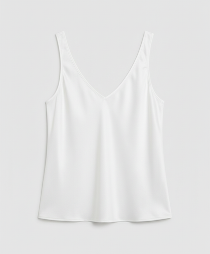 Satin Camisole Top with V-Neckline and Wide Straps